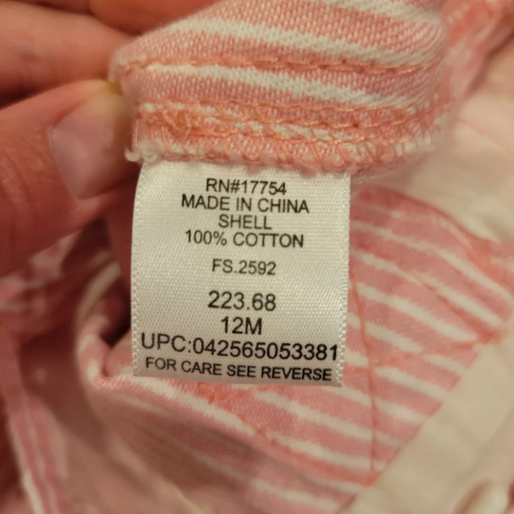 Baby pink and white bib overalls size 12 months - Picture 6 of 8
